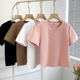 内搭打底衫 韩版 2025春夏新款 基础款 宽松纯色正肩短袖 t恤女短款