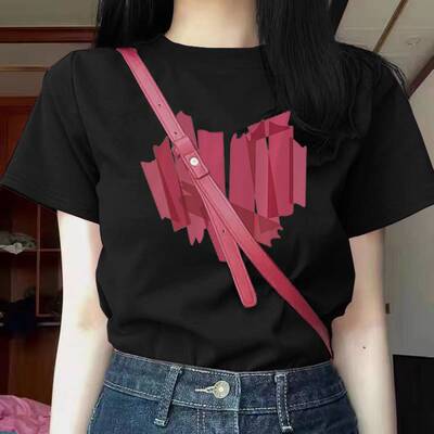 黑色正肩短袖t恤女士ins潮2026年夏季新款修身显瘦纯棉体恤衫上衣