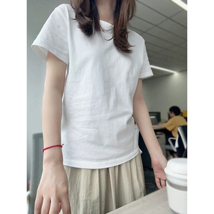休闲白色短袖 百搭正肩显瘦上衣修身 2025基础款 简约棉质T恤女夏季