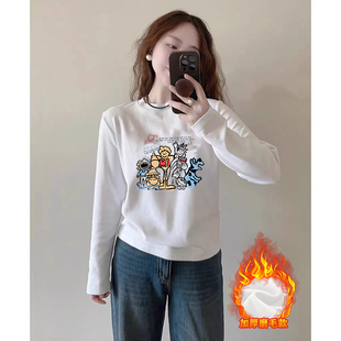 爆款 2025新款 纯棉宽松体恤韩系超好看打底上衣 t恤女秋季 白色长袖