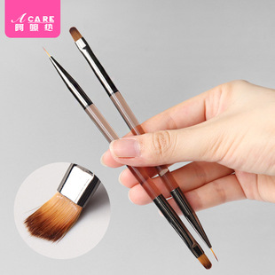 美甲笔刷AA1sq801-多功能光疗笔圆头笔透咖笔带盖渐变