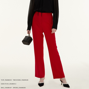 CAROLINE/卡洛琳2023春季红色直筒长裤子专柜正品P600902B-2580