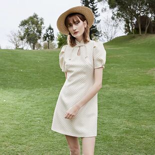 Caroline卡洛琳夏季新款新中式盘扣设计洋装ECRDBB84-1880