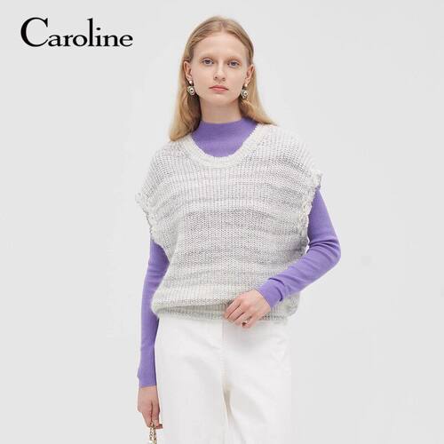 CAROLINE/卡洛琳2023秋季无袖针织衫上衣专柜正品P644501D-2380