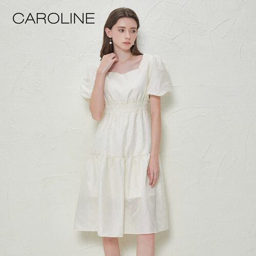 CAROLINE/卡洛琳2023春夏专柜正品时尚U领连衣裙ECRDBB77-1880元