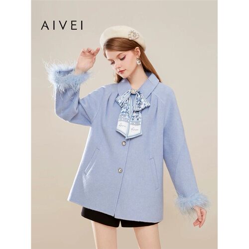 AIVEI/艾薇2023冬季毛呢外套上衣专柜正品Q0660213-3580