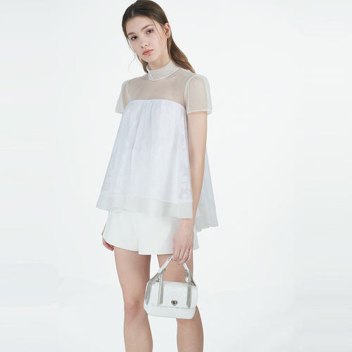 AIVEI/艾薇甜美蕾丝拼短袖上衣2020夏季专柜正品M7200303-1480