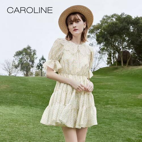 CAROLINE/卡洛琳2023春夏时尚淑女正品连衣裙ECRDBB66-1880元