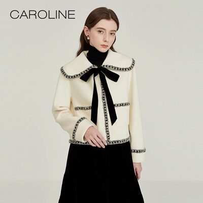 CAROLINE卡洛琳 22秋冬新款小香风双面呢女大衣外套ECRCCD05-2980