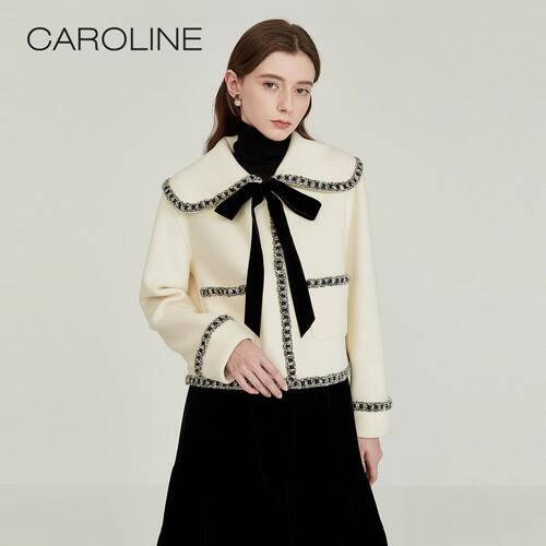CAROLINE卡洛琳 22秋冬新款小香风双面呢女大衣外套ECRCCD05-2980