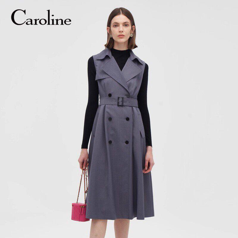 CAROLINE/卡洛琳2023秋季无袖女风衣专柜正品P642702B-3180