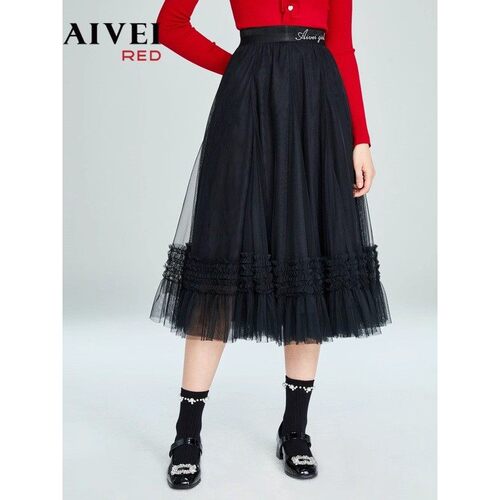 AIVEI/艾薇2022秋季新品网纱半身裙子专柜正品P056S140-1380