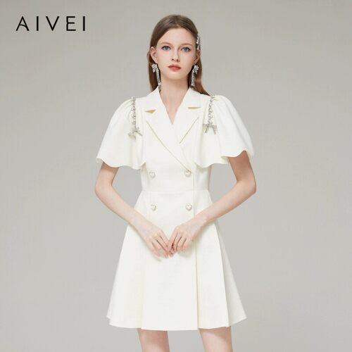 AIVEI/艾薇2023夏季双排扣西装连衣裙专柜正品Q036S039-1780