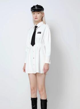巨式国际2022春季学院风收腰衬衫连衣裙专柜正品EGSCAG02-1780