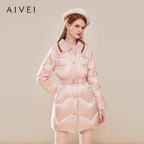 AIVEI/艾薇2023冬季中长版时尚羽绒服外套专柜正品Q0660096-3980