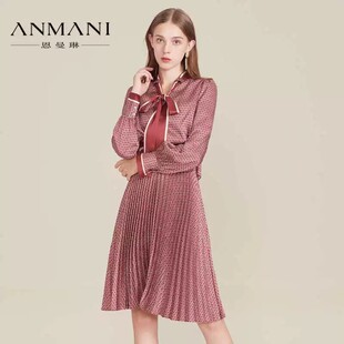 ANMANI/恩曼琳 蝴蝶结系带连衣裙2021秋季专柜EANBCA01-1480