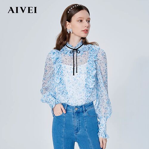 AIVEI/艾薇2022春季碎花雪纺衫上衣专柜正品P0160025-1280