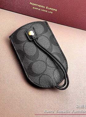 山茶花钥匙包男多功能时尚复古PU皮汽车遥控收纳包抽拉式锁匙包女