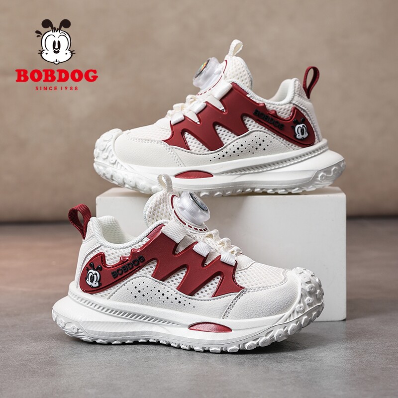 巴布豆童鞋男童旋转扣运动鞋2026春秋新款网面透气儿童轻便跑步鞋