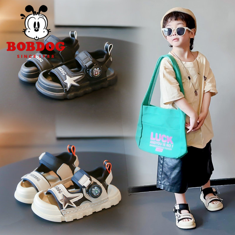 巴布豆童鞋男童包头凉鞋2024夏季新款儿童鞋子男孩软底运动沙滩鞋