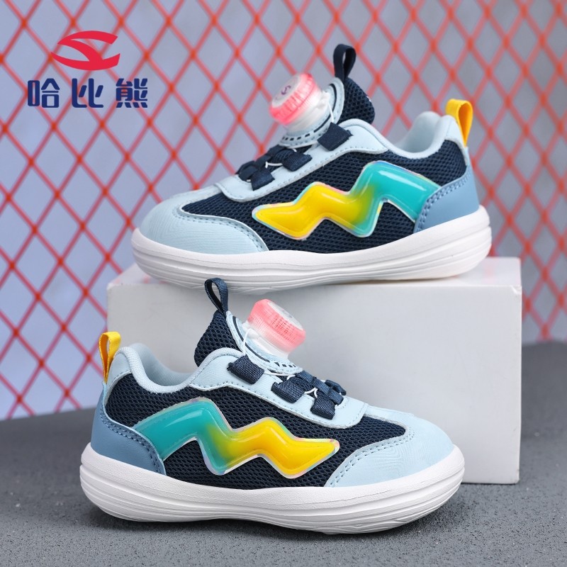 哈比熊童鞋男童鞋子2025春秋新款网面透气宝宝旋转扣轻便运动鞋潮