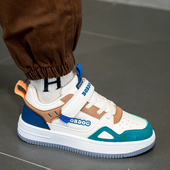 男童板鞋 春秋2024新款 皮面防水儿童运动鞋 巴布豆童鞋 女童休闲鞋 子