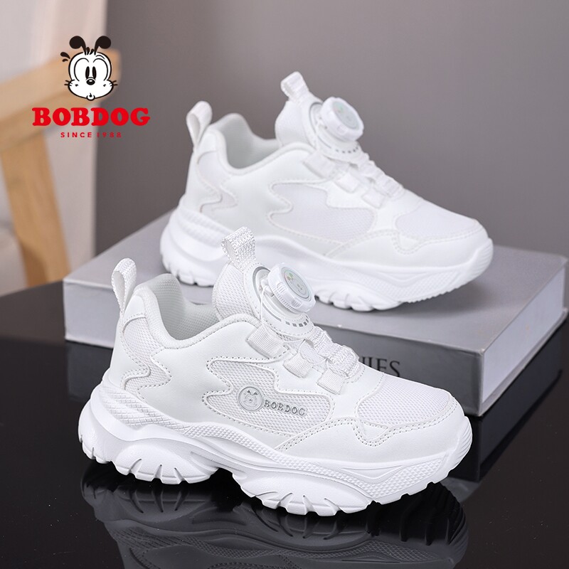 巴布豆童鞋儿童小白鞋2026春秋款网面透气男童白色运动鞋女童鞋子