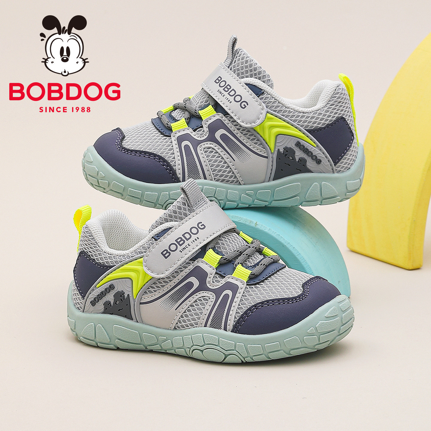 巴布豆童鞋男童学步鞋2026春季新款网面透气宝宝软底鞋小童机能鞋