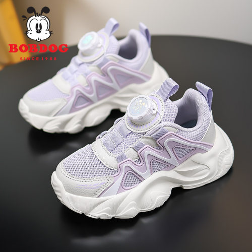 巴布豆童鞋女童旋转扣运动鞋2026春秋新款网面透气儿童时尚老爹鞋