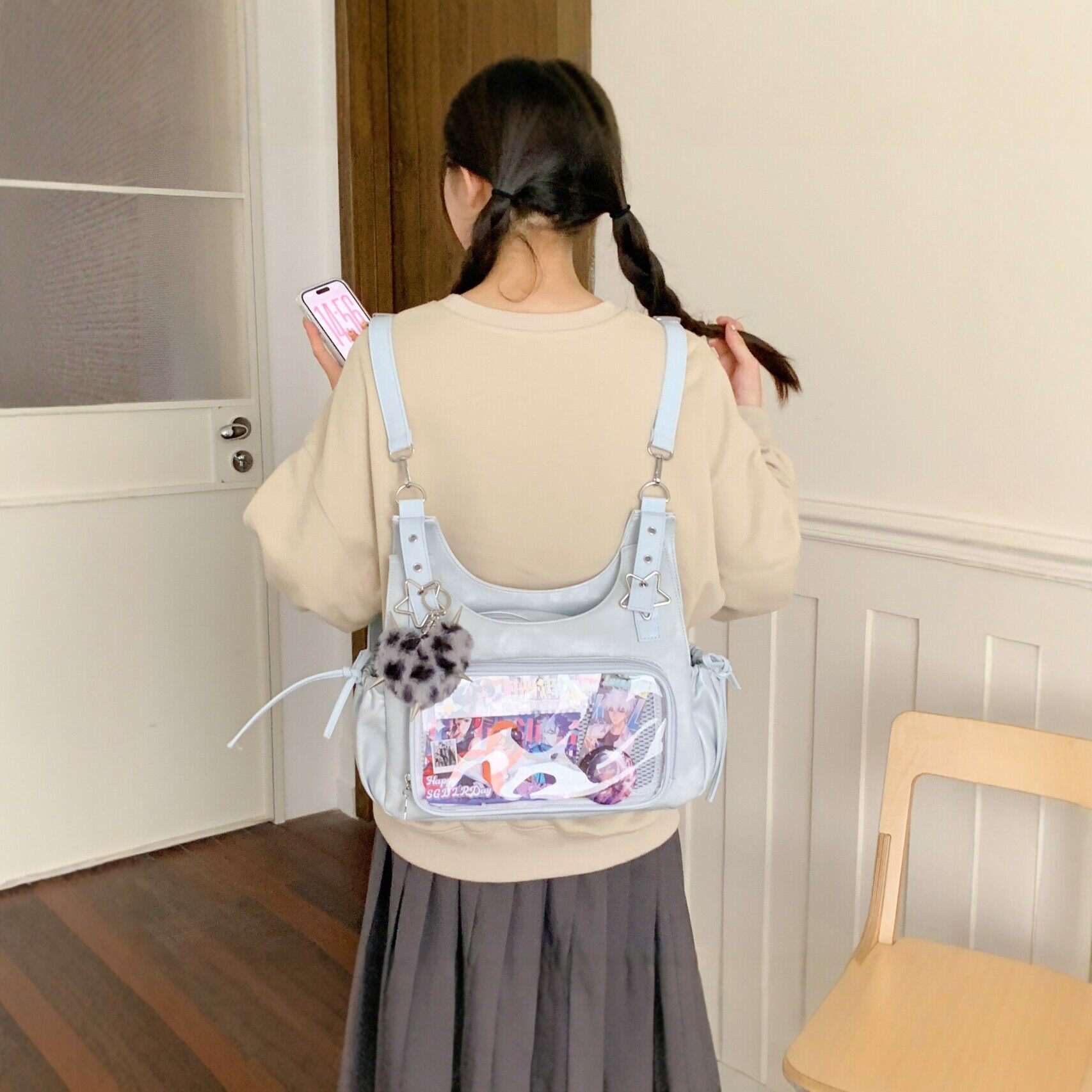 JK少女帆布痛包大容量甜酷风单肩斜挎包学生通勤百搭女式包手提包