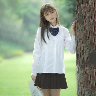 衬衣校服高初中黑短裙套装 学院风班服风琴褶短袖 白衬衫 jk制服长袖