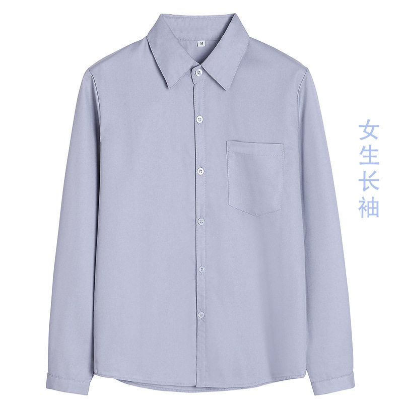 JK制服衬衣女装学院风寸衣高初中学生校服班服灰色长袖衬衫演出服