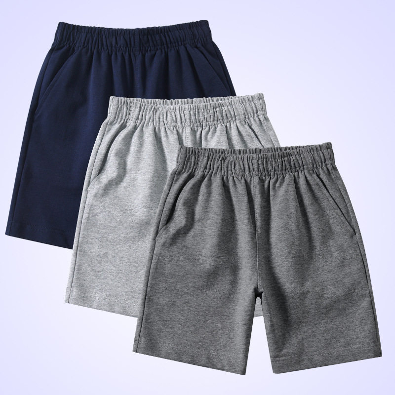 男童运动短裤深蓝色五分短裤中小学生灰色校服裤夏儿童纯棉运动裤