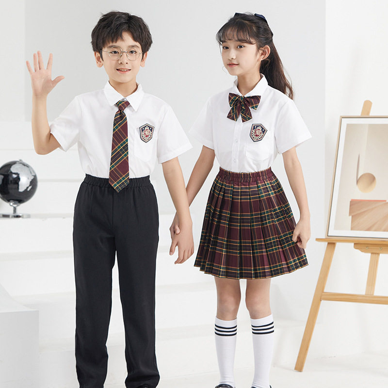 中小学生校服学院风白衬衫运动会灰西裤毕业季班服园服表演服套装