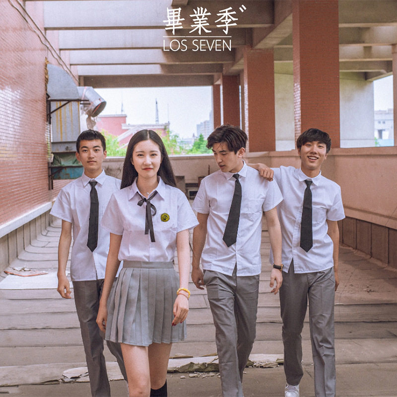 jk制服短袖白色衬衫毕业季学院风校服运动会班服大合唱演出服套装