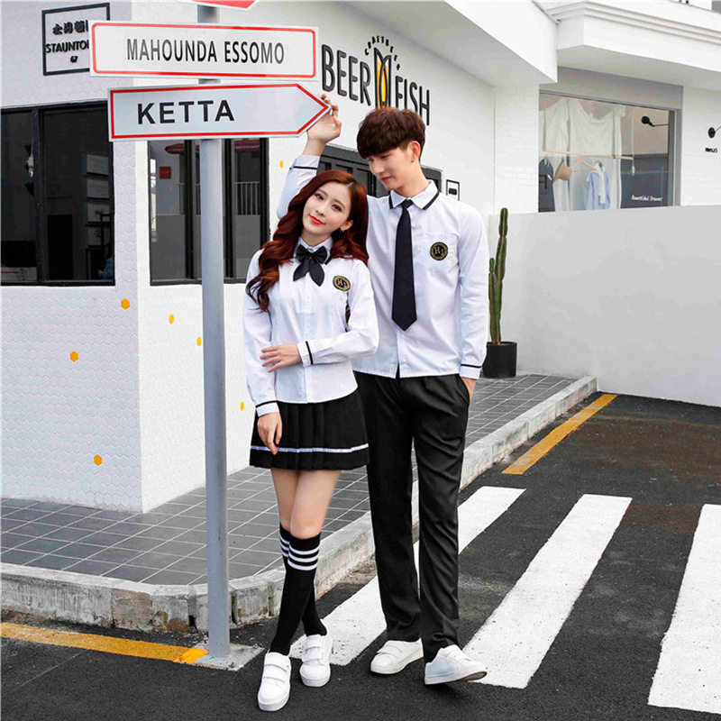 JK制服男女衬衫六年级初中小学生高中生班服黑西裤合唱表演服套装