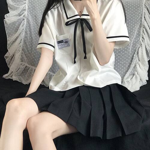 jk制服短袖衬衫女夏季学院风白色衬衣高初中大学生韩式校服裙套装