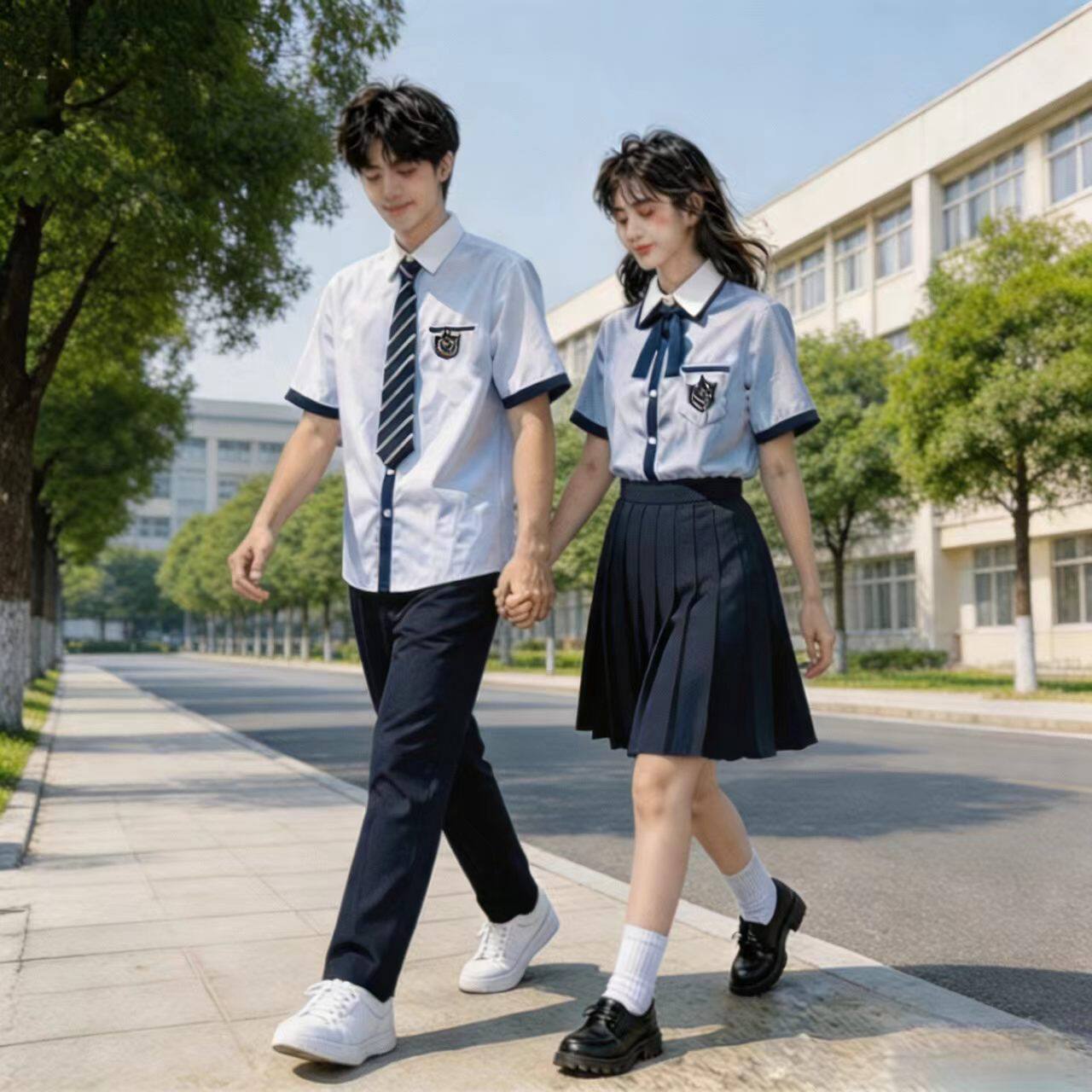 JK制服男女衬衫学院风班服高初中学生长短袖马甲合唱朗诵表演套装