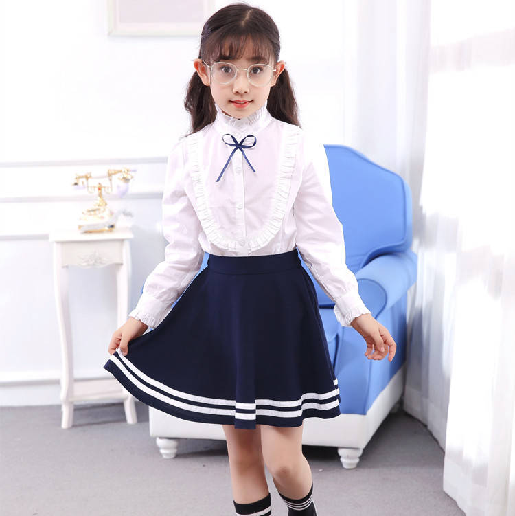 女童短裙小学生儿童半身裙童装学院风百褶裙女生校裙半截裙藏蓝裙