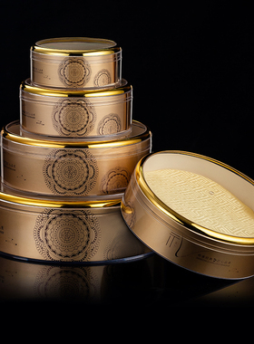 新款镶金边框圆盒燕窝虫草石斛洋参海参元贝通用包装盒透明礼品盒