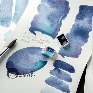 白夜新品 沉淀色分层色限定色大师级水彩颜料571神秘蓝全块固体