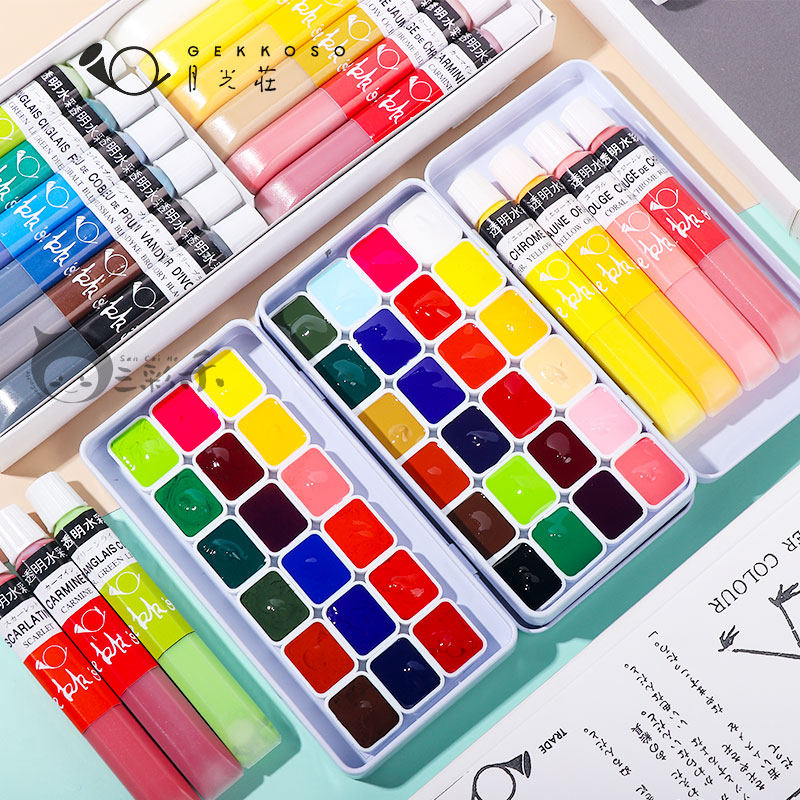 日本月光莊透明水彩颜料分装月光庄马卡龙糖果色高浓珊瑚肤色套装