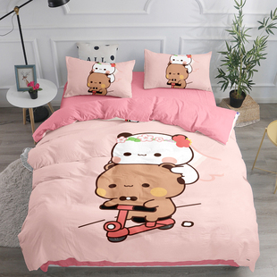 定做卡通布布一二纯棉床笠四件套1.5米柔软儿童卧室全棉床单3件套