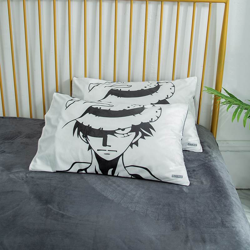 卡通动漫海贼王印图儿童枕套学生宿舍枕头罩路飞男孩单人大枕芯袋