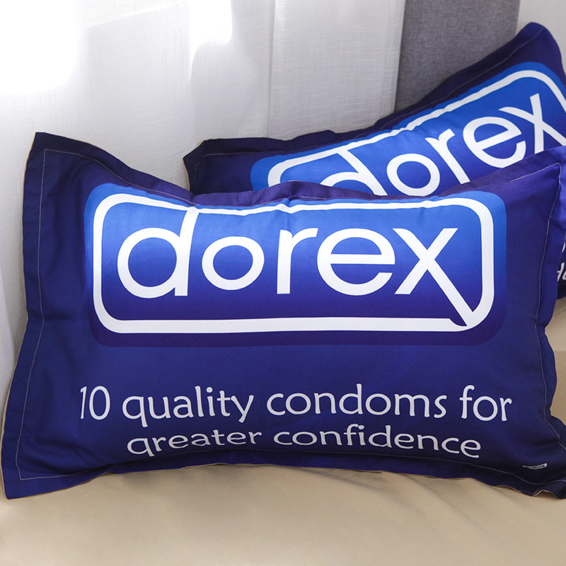 创意个性杜蕾斯印图枕套单人学生寝室枕头罩男士枕袋48x74不褪色