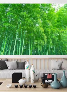 绿色竹林风景海报竹报平安步步高升富贵翠竹客厅茶室背景贴画自粘