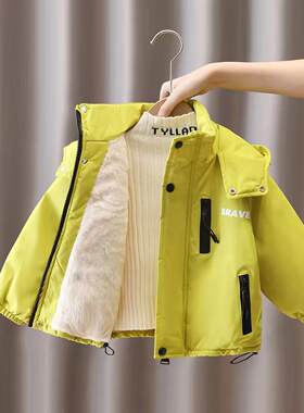 2026儿童连帽派克加绒加厚棉服