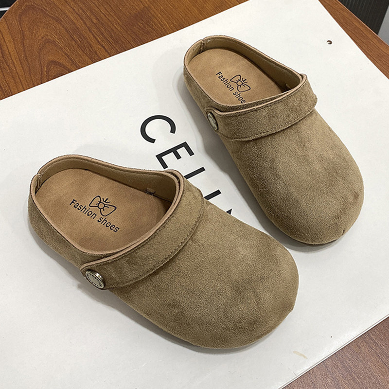 女童简约拖鞋春秋新款儿童软底包头百搭勃肯鞋女孩厚底外穿半拖鞋