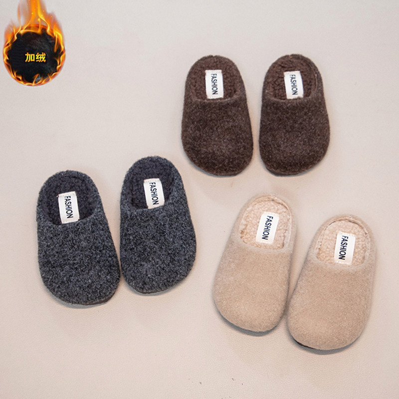 女童外穿棉拖鞋2026冬季新款儿童绒面保暖毛毛鞋男童防滑居家棉鞋