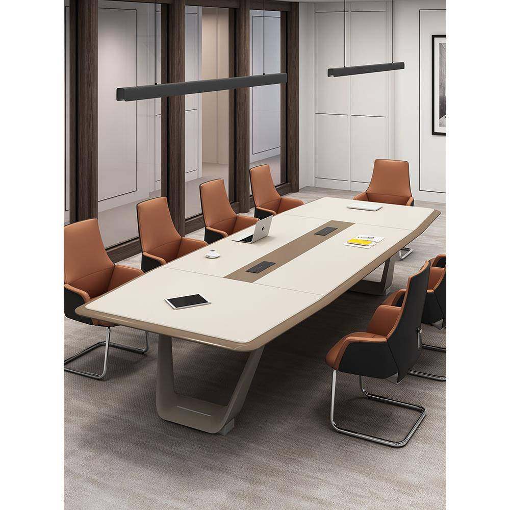 大型烤漆会议桌长桌简约现代 办公工作台会议室洽谈接待桌椅组合